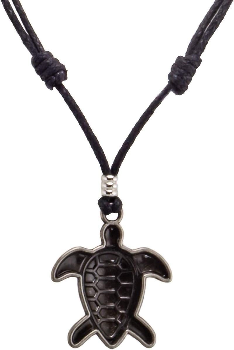 Sea Turtle Necklace on Adjustable Black Cord