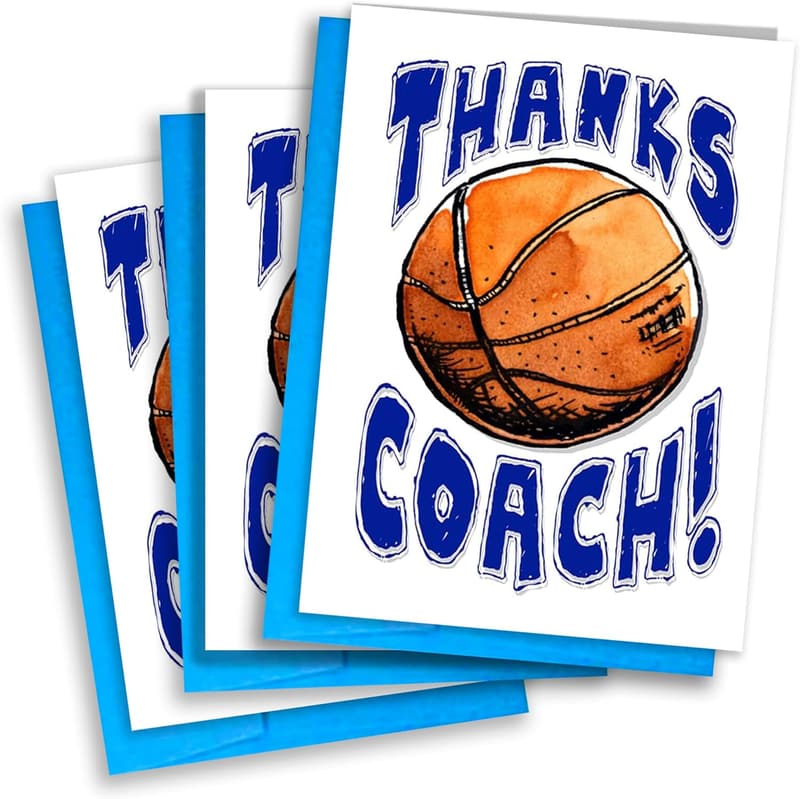 Thank You Cards for Basketball Coaches - 3-Pack Set