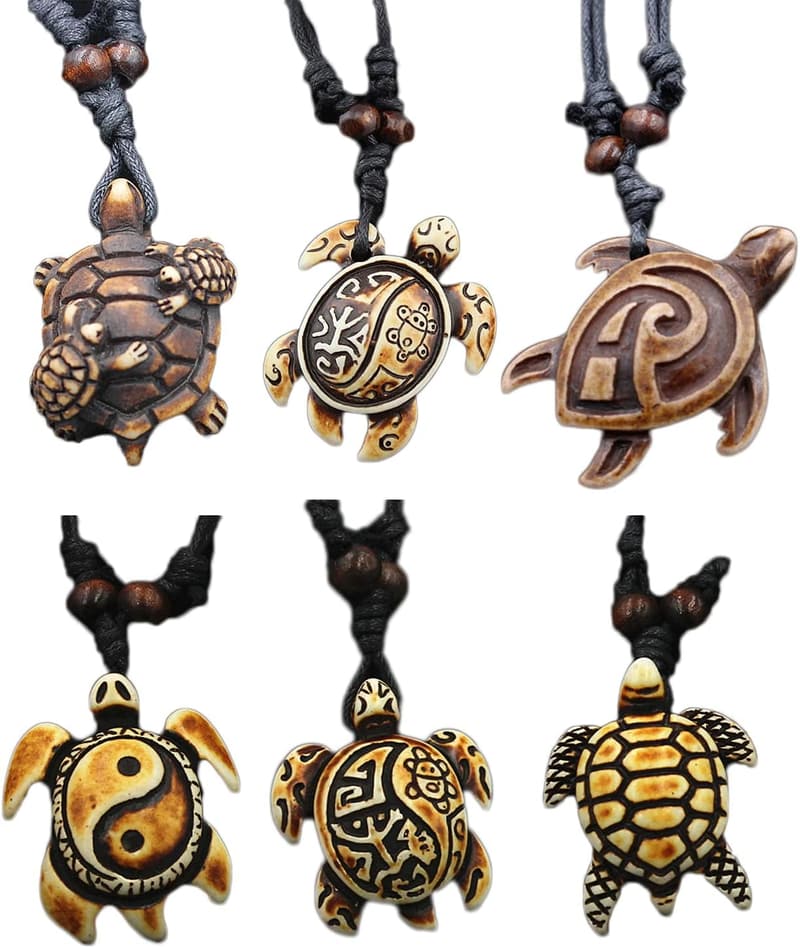 Colorful Ocean Turtles Pendant Necklaces for Men (6 Pcs)
