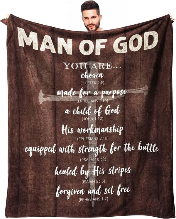 Faith-Inspired Throw Blanket for Christian Men - 50