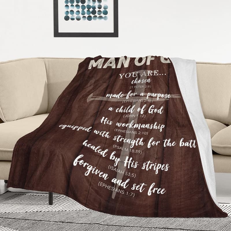 Faith-Inspired Throw Blanket for Christian Men - 50
