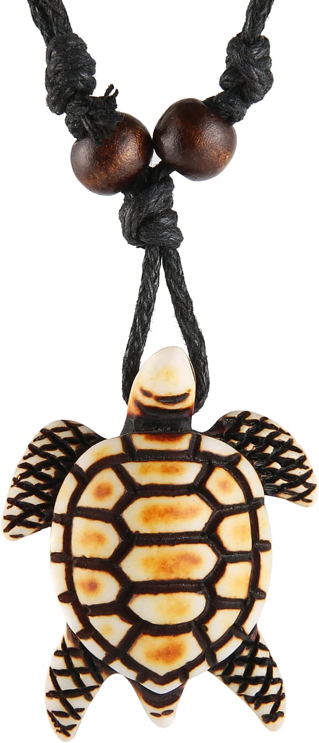 Hawaiian Turtle Pendant Necklace - Handmade Adjustable Rope