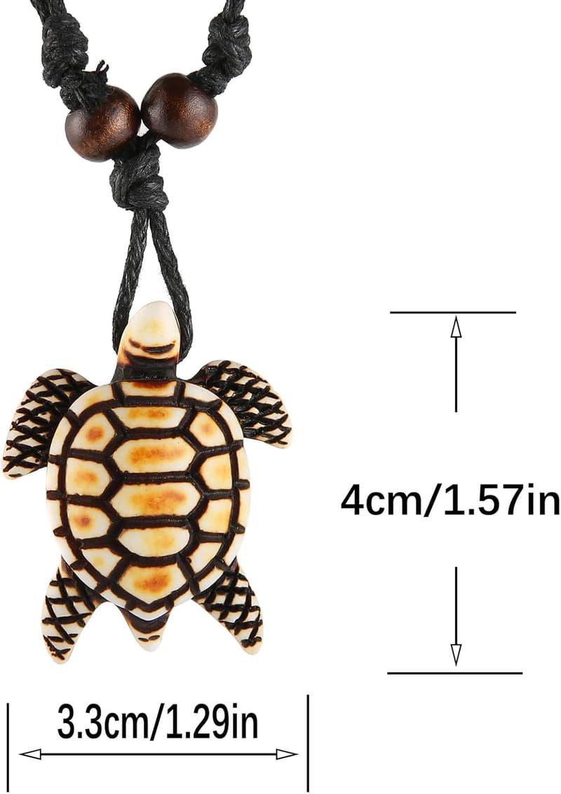 Hawaiian Turtle Pendant Necklace - Handmade Adjustable Rope