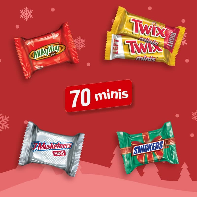 Christmas Candy Bars Assortment - 70 Ct Minis