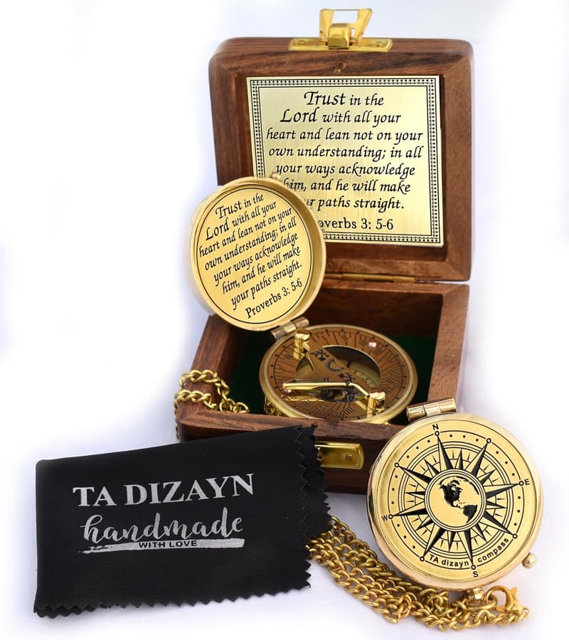 Graduation Day Gift: Engraved Compass with Box & Card