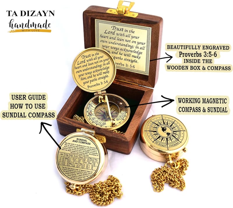 Graduation Day Gift: Engraved Compass with Box & Card