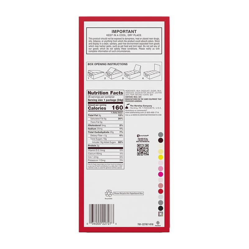 Christmas HERSHEY'S Milk Chocolate Santa Candy Bars, 1.2 oz (36 Count)