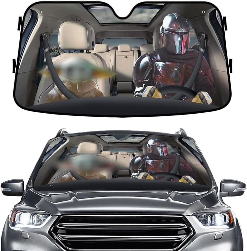 Car Windshield Sun Shade - UV Protector for SUVs & Trucks (55x30