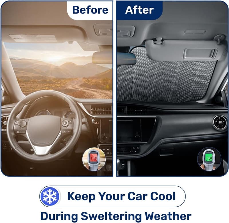 Car Windshield Sun Shade - UV Protector for SUVs & Trucks (55x30