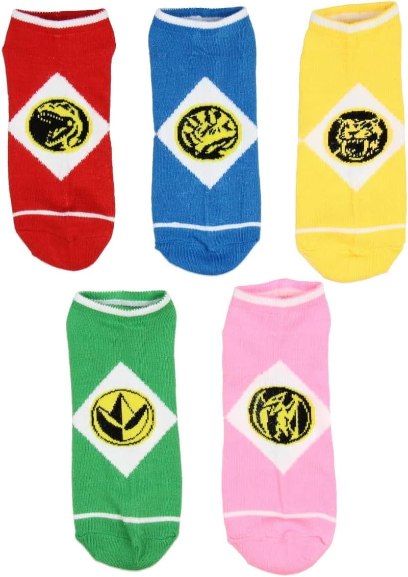 Power Rangers No Show Ankle Socks Set for Adults - 5 Pack