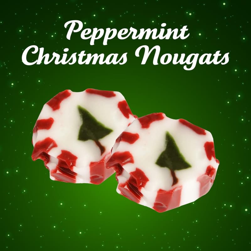 Peppermint Christmas Nougats - 2lb Bulk Pack of Wrapped Sweets