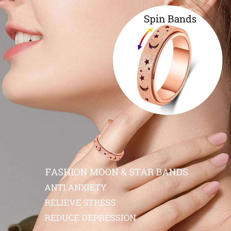 Anxiety Relief Fidget Spinner Ring for Adults