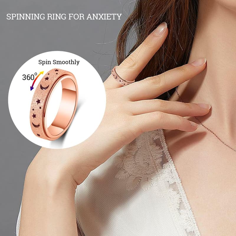 Anxiety Relief Fidget Spinner Ring for Adults