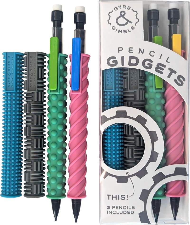 Textured Silicone Pencil Sleeves for Fidgeting - Set of 4