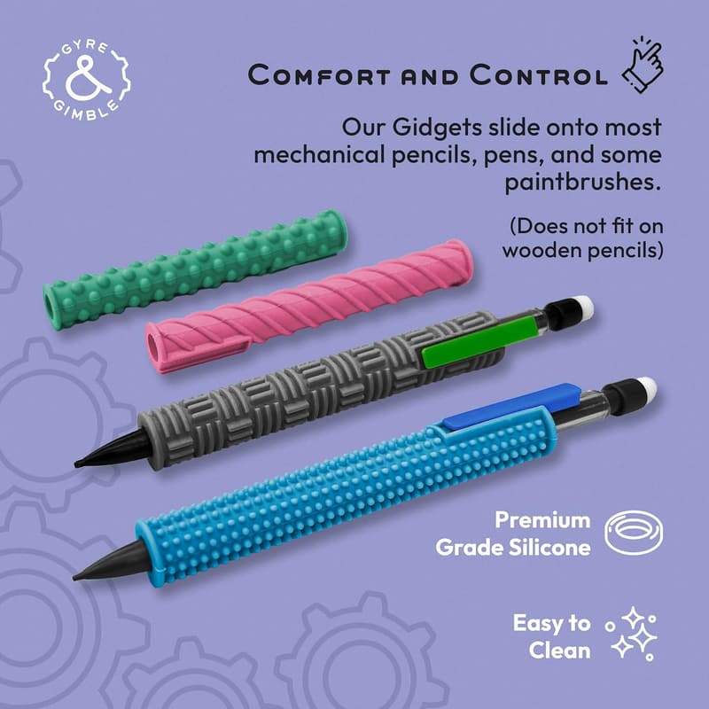 Textured Silicone Pencil Sleeves for Fidgeting - Set of 4