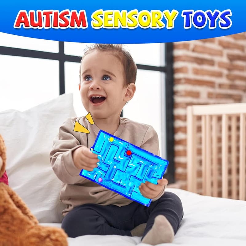Sensory Maze Fidget Toy - Gel-Filled Marble Squishy for Stress Relief