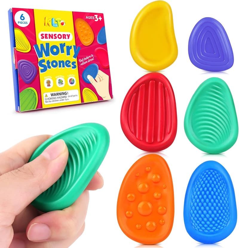 Sensory Fidget Toys for Kids - 6 Pack Calming Worry Stones