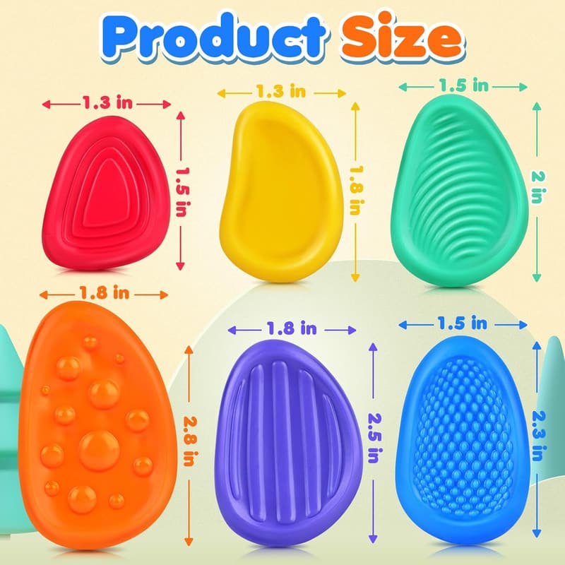 Sensory Fidget Toys for Kids - 6 Pack Calming Worry Stones