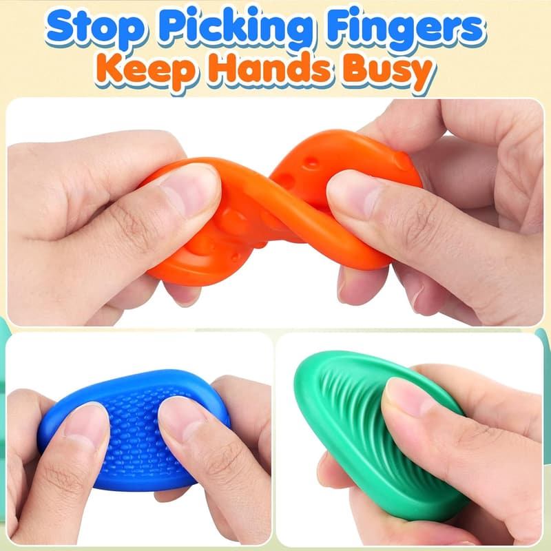 Sensory Fidget Toys for Kids - 6 Pack Calming Worry Stones