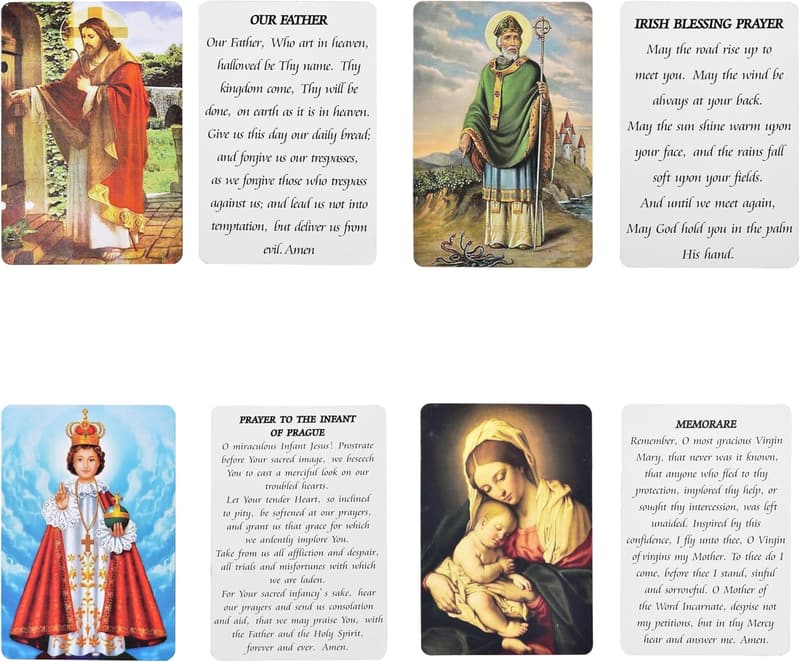 Catholic Prayer Cards Set with Metal Box - 18 Assorted Saints