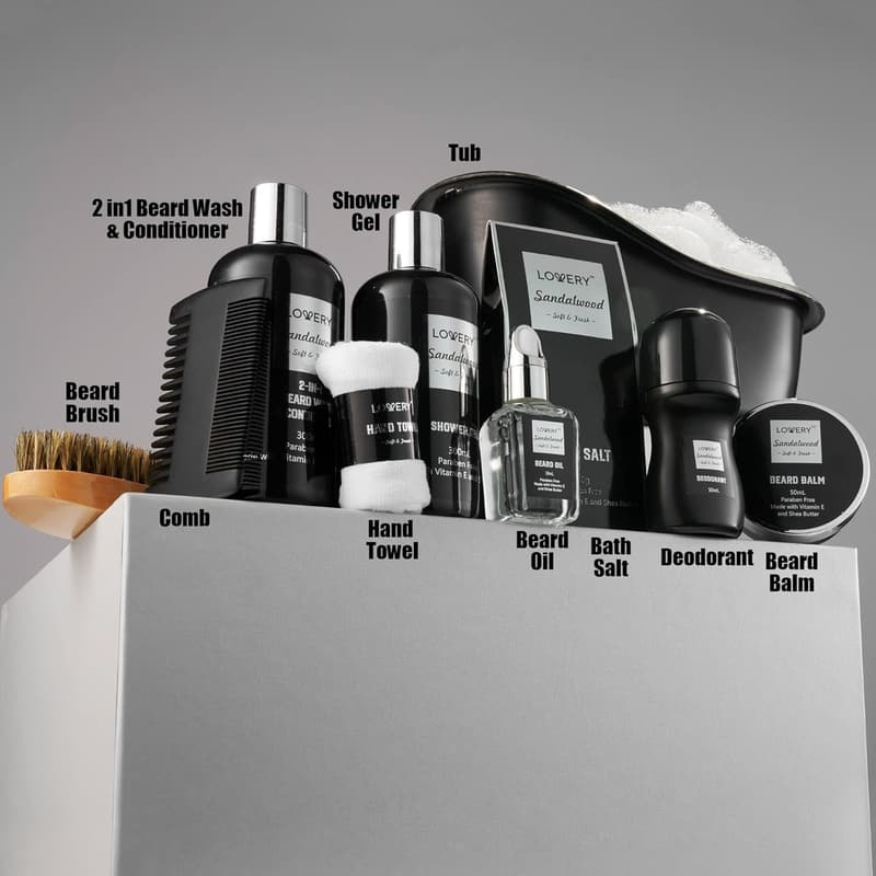 Sandalwood Beard Grooming Kit for Men - Unique Birthday Gift