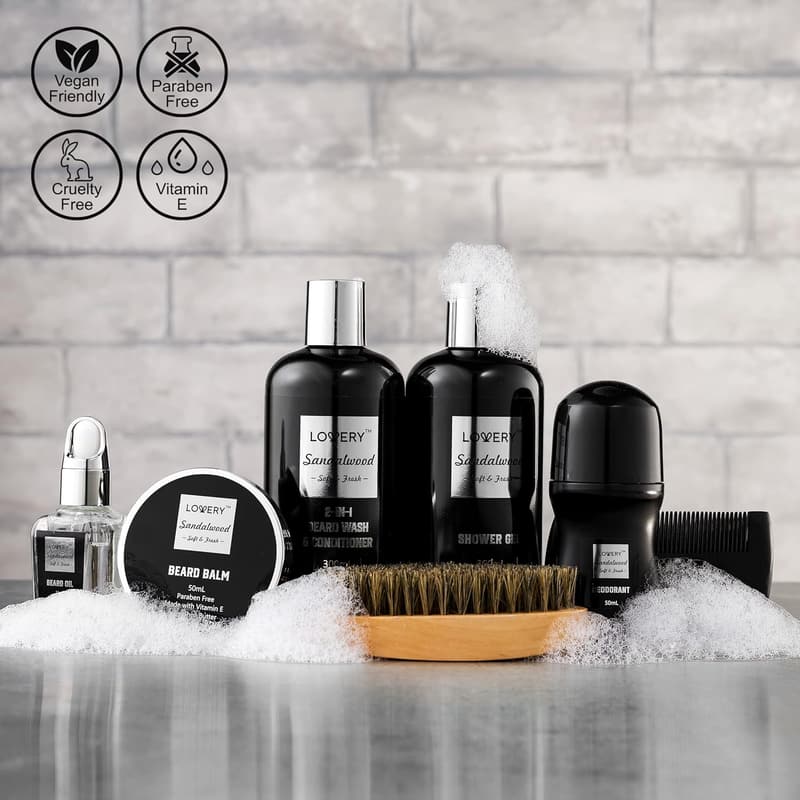 Sandalwood Beard Grooming Kit for Men - Unique Birthday Gift