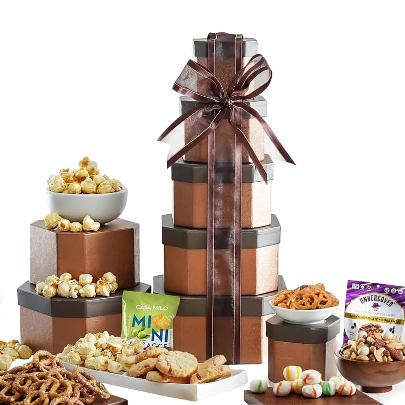 Gourmet Food Gift Basket Tower for Appreciation & Thank You