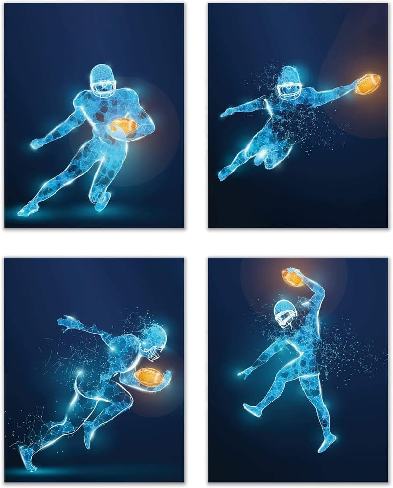 Football X-Ray Wall Art Prints - Set of 4 Unframed (8x10)
