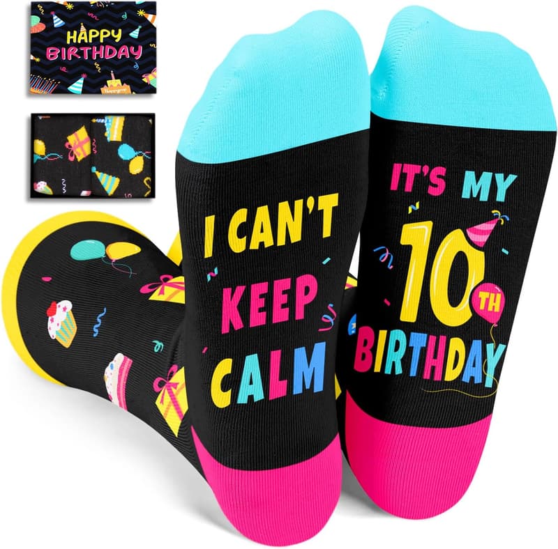 Birthday Gift Socks for Kids Age 5-12 with Gift Box
