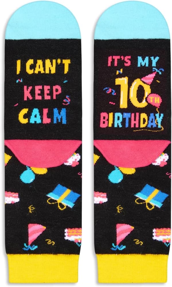 Birthday Gift Socks for Kids Age 5-12 with Gift Box