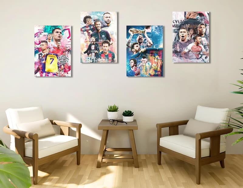 Football Superstar Set of 4 Unframed Posters for Fans