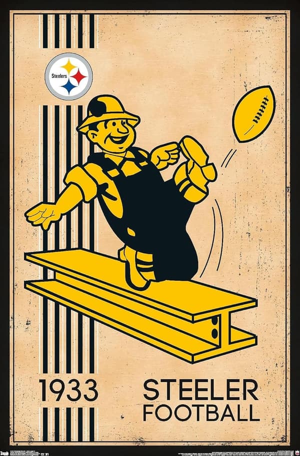 Pittsburgh Steelers Retro Logo Wall Poster, 22.375