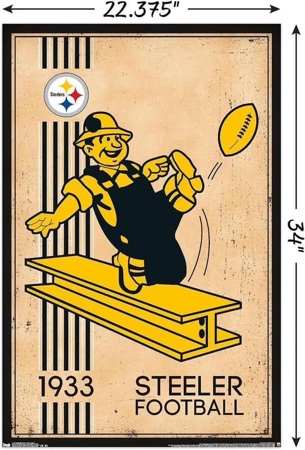 Pittsburgh Steelers Retro Logo Wall Poster, 22.375