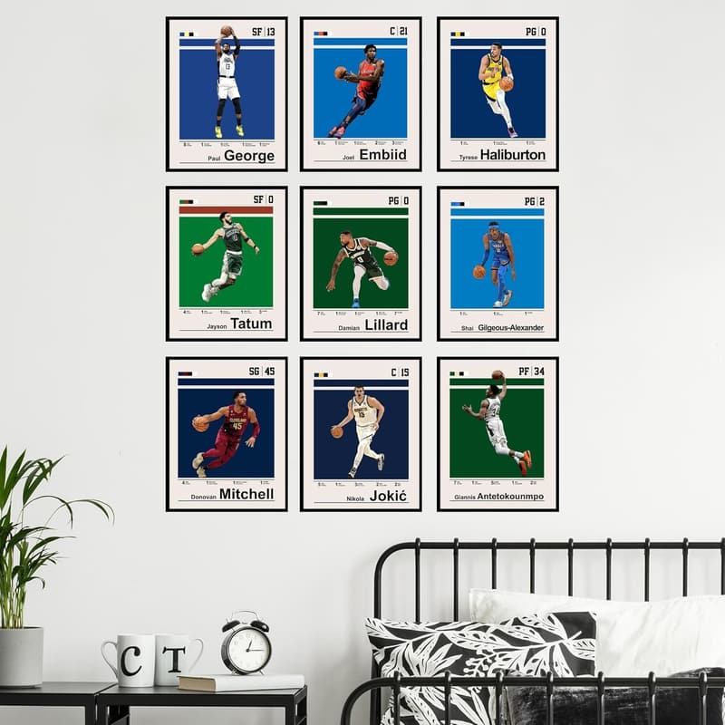 NBA Basketball Poster Set for Boys - Unframed 9-Pack (8x10)