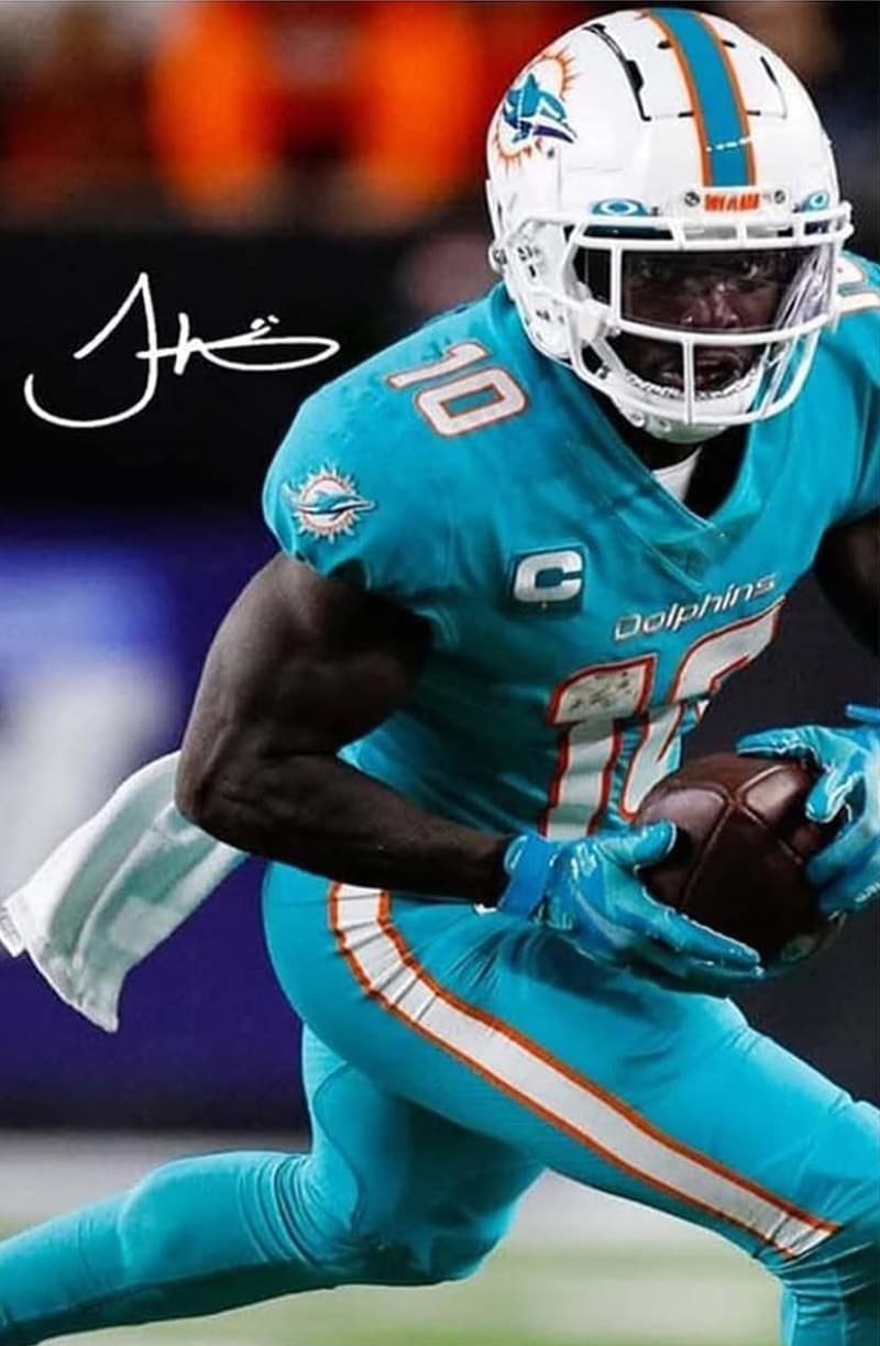 Dolphins Football Poster for Kids - Tyreek Hill Canvas Wall Art