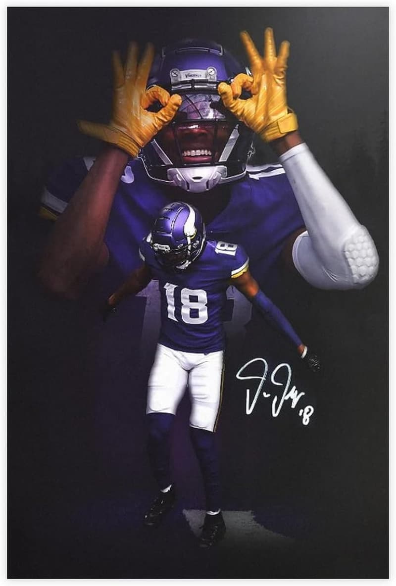 Justin Jefferson Sports Canvas Poster Wall Art - 12x18 inch