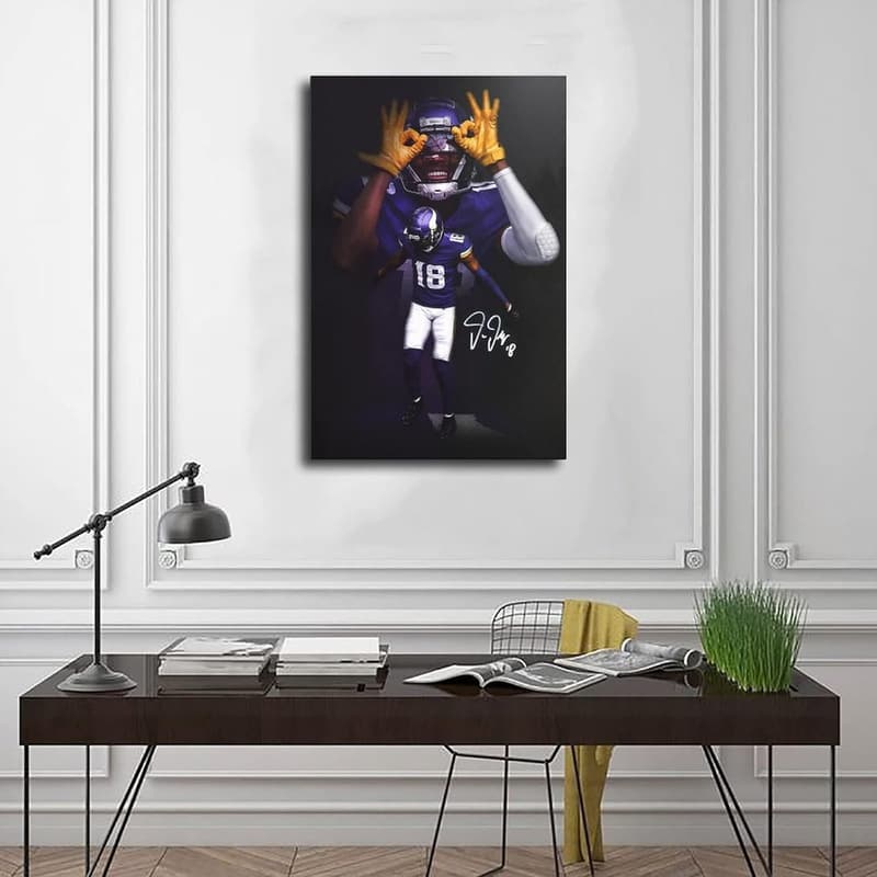 Justin Jefferson Sports Canvas Poster Wall Art - 12x18 inch