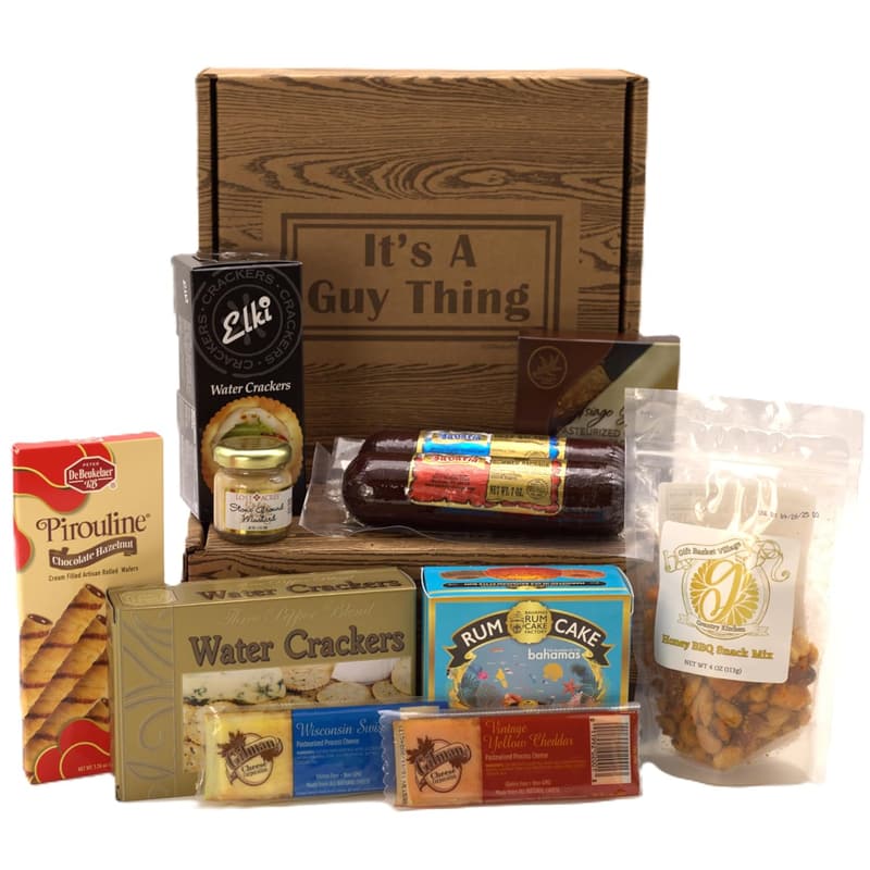 Gourmet Food Gift Basket for Men - Assorted Cheese & Sausage Set