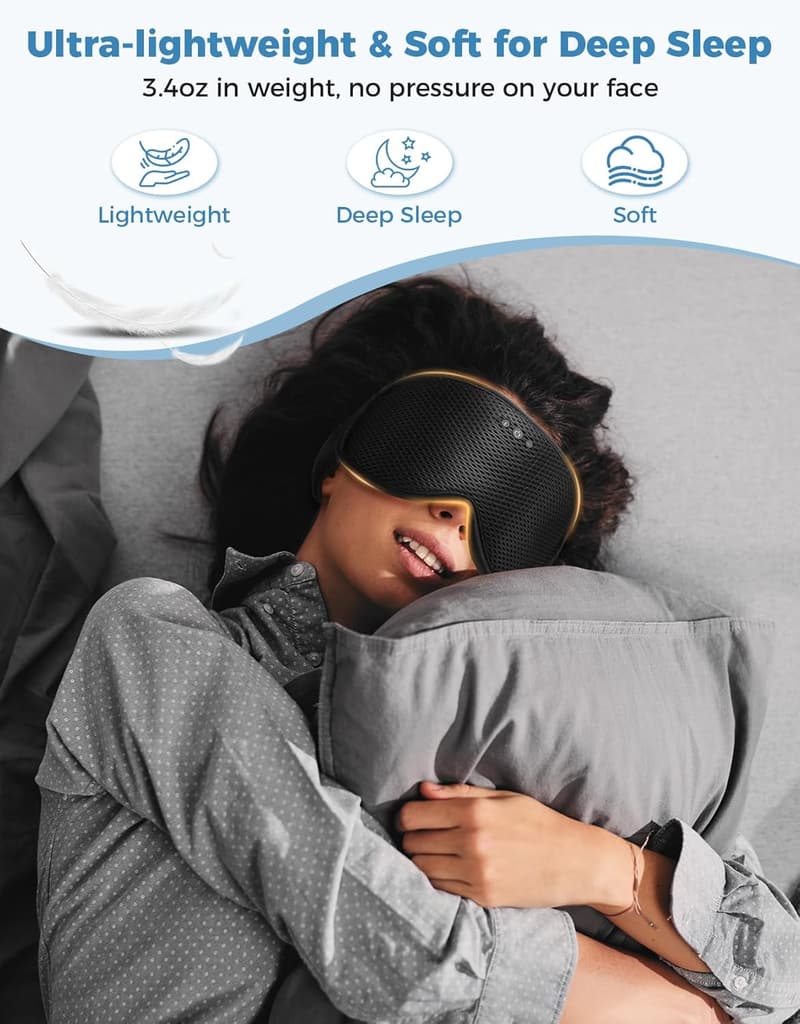 Bluetooth Sleeping Mask with 3D Contour and Stereo Speakers