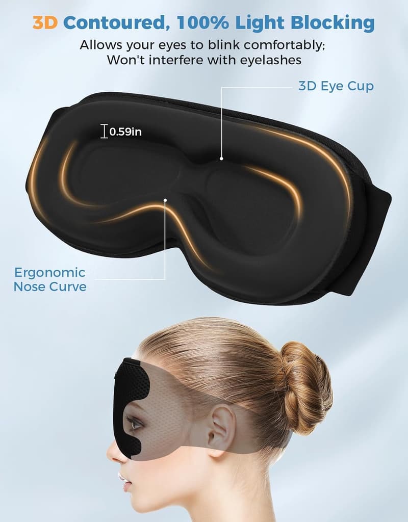 Bluetooth Sleeping Mask with 3D Contour and Stereo Speakers