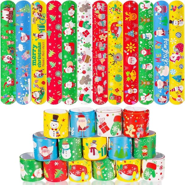 Christmas Slap Bracelets Party Favors for Kids - 48 pcs