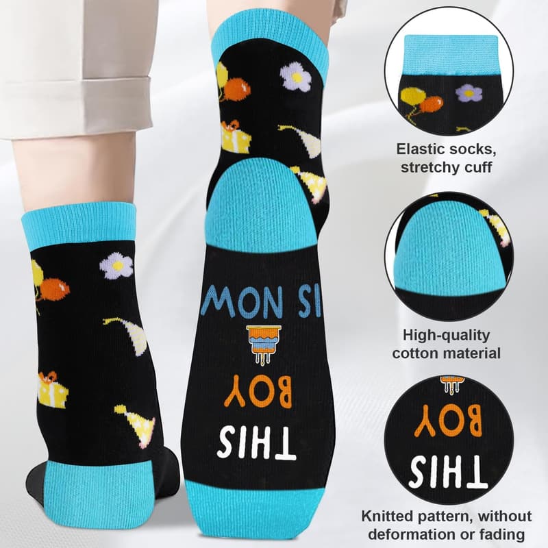 Birthday Socks for Boys Ages 5-12 - Fun Gift Idea