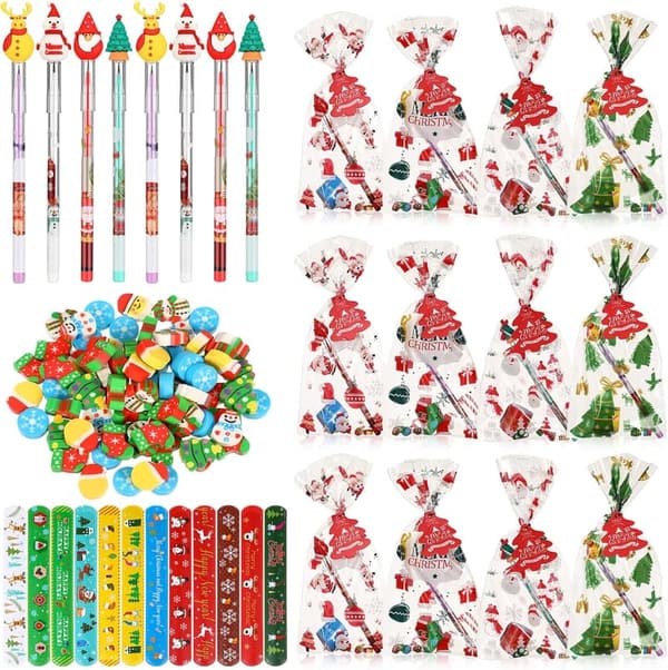 Christmas Party Favor Set for Kids - 24 Stationery & Treat Bags
