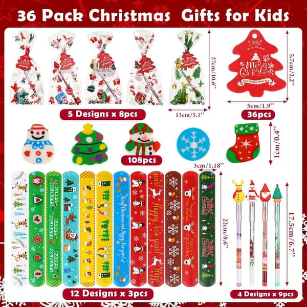 Christmas Party Favor Set for Kids - 24 Stationery & Treat Bags