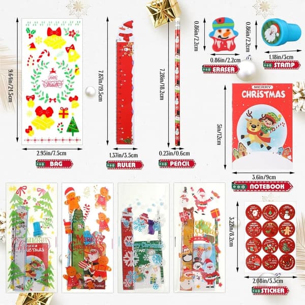 Christmas Party Favor Stationery Set – 216 Pcs for Students
