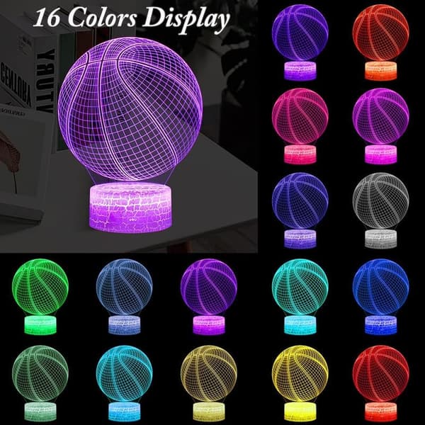 Basketball Night Light - 3D LED Lamp with Remote & 16 Colors