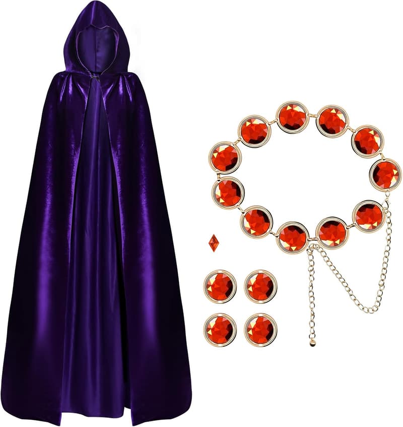 Purple Cape & Waist Belt Set for Women's Halloween Cosplay