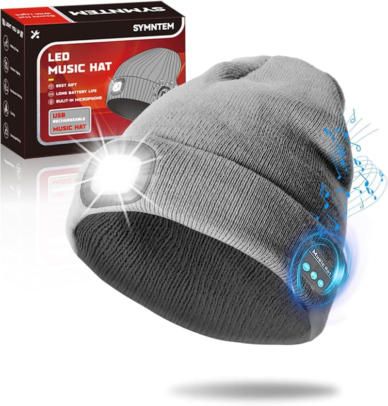 Rechargeable Unisex Beanie Hat with Light for Dad's Birthday