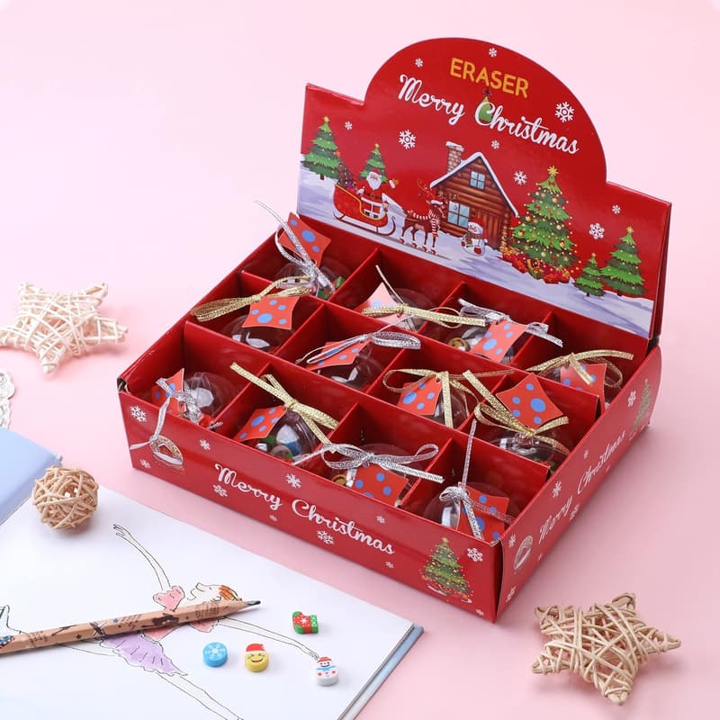 Cute Christmas Erasers - 12 Pack Classroom Decorations and Favors