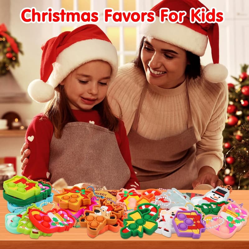 Christmas Fidget Pop Toys Bulk for Kids Party Favors